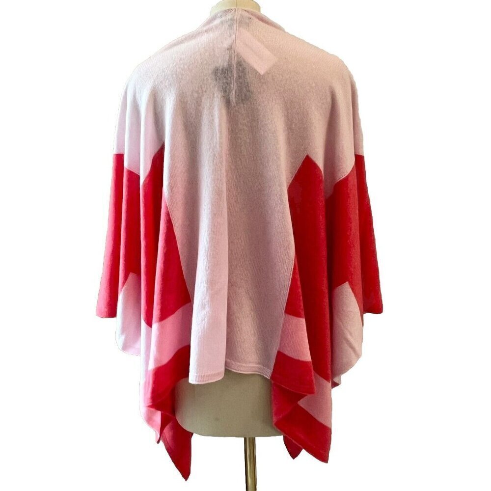 Charter Club 100% Cashmere Oversized Scarf Wrap Shawl Serape Combo Pink Coral - Picture 2 of 8